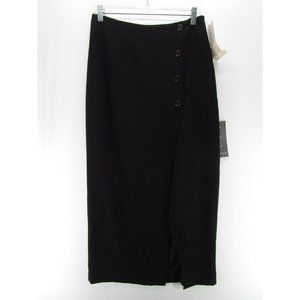 VINTAGE Anne Klein Skirt 10 Maxi Wool Slit Preppy USA Career NEW